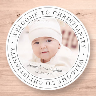 Baptism Välkomna till kristendomen Foto Runt Klistermärke
