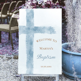 Baptism | Välkomstskylt för blå kor Poster