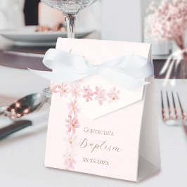 Baptism vattenfärgen rosa blommor kor presentaskar