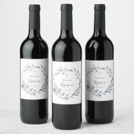 Baptism vattenfärgsutandningsetikett vin vinflaska etikett