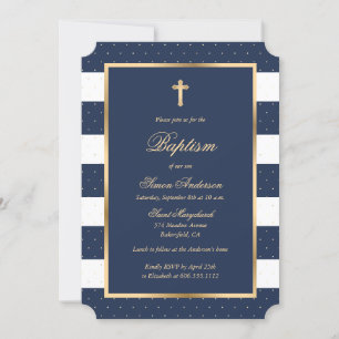 Baptism vid Baptism i Eleganten Blue Guld Kor Ram Inbjudningar