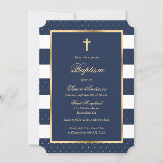 Baptism vid Baptism i Eleganten Blue Guld Kor Ram Inbjudningar