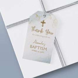 Baptism vid Blue Tack Kor Boy Baptism Presentetikett
