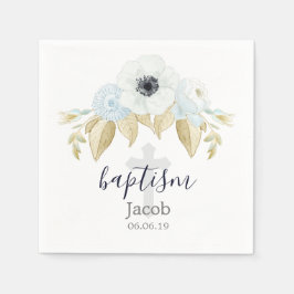 Baptism vid elegant Blue & White Blommigt Kor Baby Pappersservett