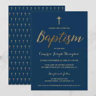 Baptism vid havets blå Guld-Kor-Anpassningsbar, Po Inbjudningar
