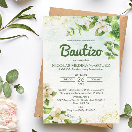 Baptism vid inbjudan Bautizo Grönt Lövs & Flowers