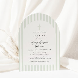 Baptism vid ljussken Grönt Rand Elegant Inbjudningar