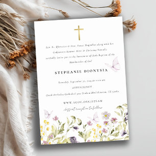Baptism vid Rosa av Blommigt av  av utspädd Elegan Inbjudningar