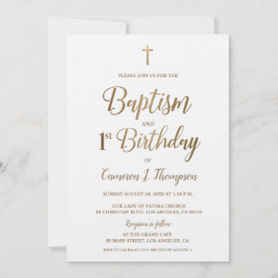 Baptism vid vit Guld Kor 1:a födelsedagsinbjudan Inbjudningar