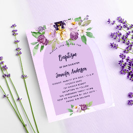 Baptism violet lila blommor kor-lyx inbjudningar