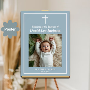 Baptism Vita Kor Dusty Blue 1 Fotovälkomst Poster