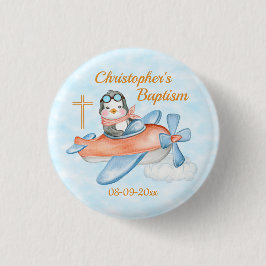 Baptism Watercolor Baby Penguin Airplane Anpassnin Knapp