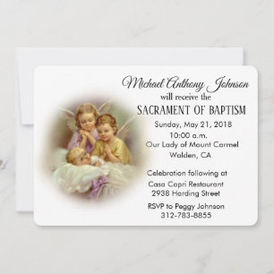 Baptismal Baby Guardian-inbjudan till Änglar Inbjudningar