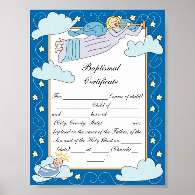 Baptismalt certifikat poster (Framsidan)