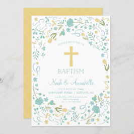 Baptismbjudan - Kön Neutral Kor, blommor Inbjudningar