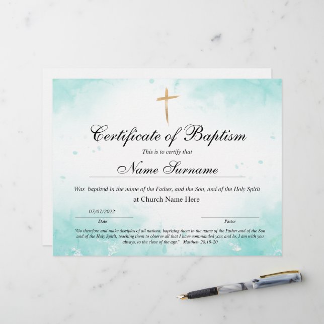 Baptismens intyg, Baby-dedikation (Fram/Back In Situ)