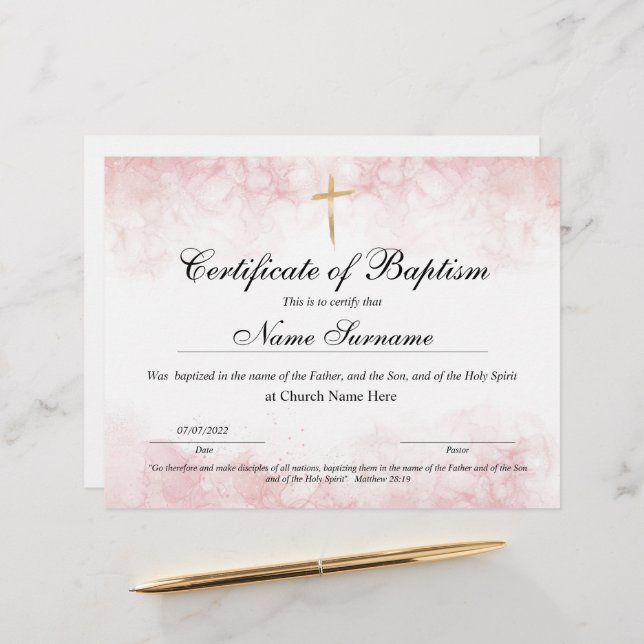 Baptismens intyg, Baby-dedikation (Fram/Back In Situ)