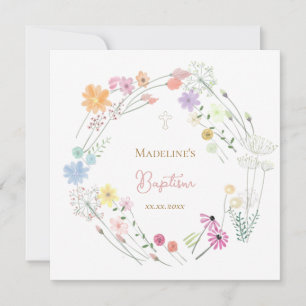 Baptismfärgning av vilda blommor och andedräkt inbjudningar