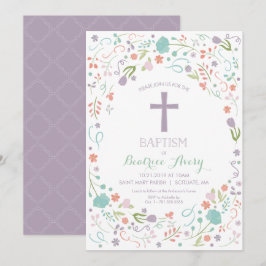 Baptisminbjudan - Anpassa, Blommor, Kor Inbjudningar