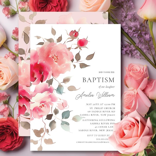 Baptisminbjudan för  Blommar Inbjudningar (Skapare uppladdad)