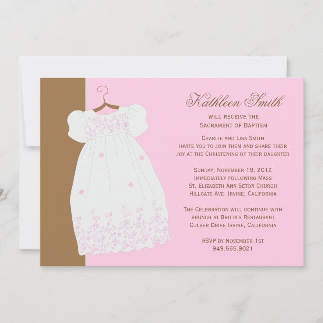 Baptisminbjudan för flickor inbjudningar (Framsida)