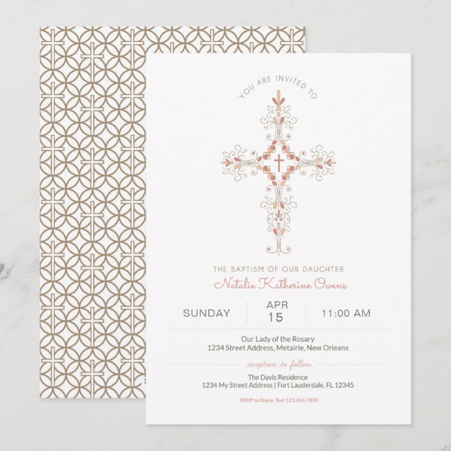 Baptisminbjudan från Christian Kor Flicka Inbjudningar (Fram/baksida)