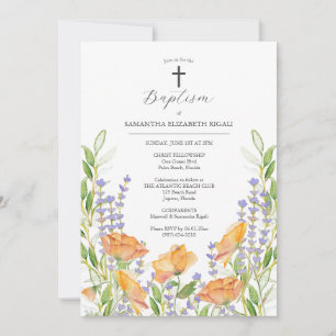 Baptisminbjudan Godföräldrars Namn Blommigt Inbjudningar