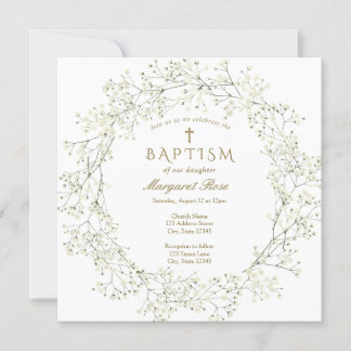 Baptisminbjudan till andningsblommor från baby inbjudningar