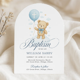Baptisminbjudan till Arched Nalle Boy Inbjudningar