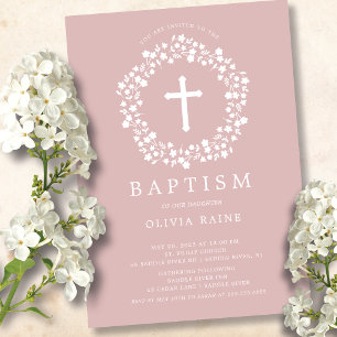 Baptisminbjudan till Blommigt Girls Baptism Inbjudningar