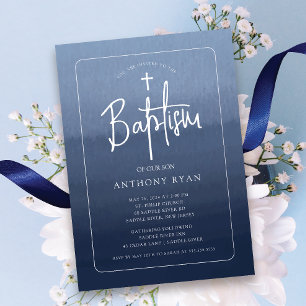 Baptisminbjudan till Blue Blessings Baptism Inbjudningar