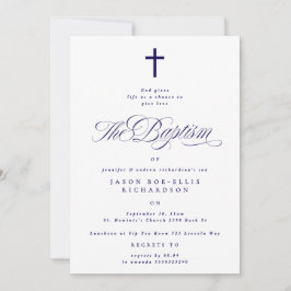 Baptisminbjudan till Blue Elegant Navy Kor Boy Bap Inbjudningar