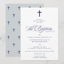 Baptisminbjudan till Blue Elegant Navy Kor Boy Bap Inbjudningar