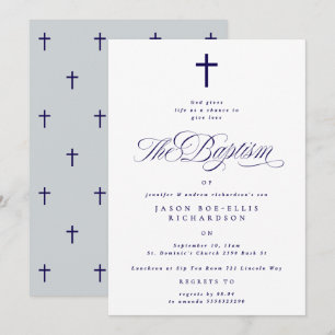 Baptisminbjudan till Blue Elegant Navy Kor Boy Bap Inbjudningar
