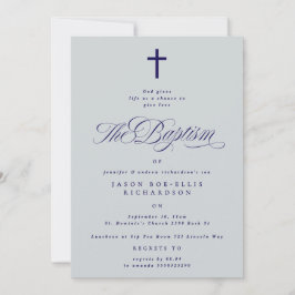 Baptisminbjudan till Blue Elegant Navy Kor Boy Bap Inbjudningar