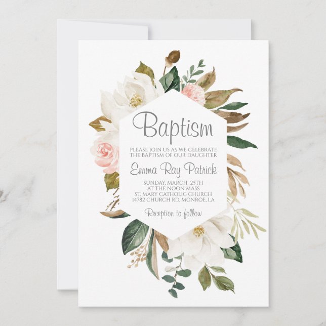 Baptisminbjudan till bomullsgrey inbjudningar (Framsida)