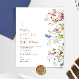 Baptisminbjudan till Budget Boho Wildblommor