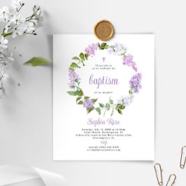 Baptisminbjudan till budgeterade Rustic Lilac Flow