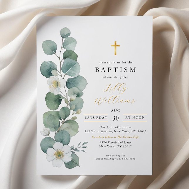 Baptisminbjudan till elegant Grey Guld Kor Inbjudningar (Simple Elegant Baptism Invitation)