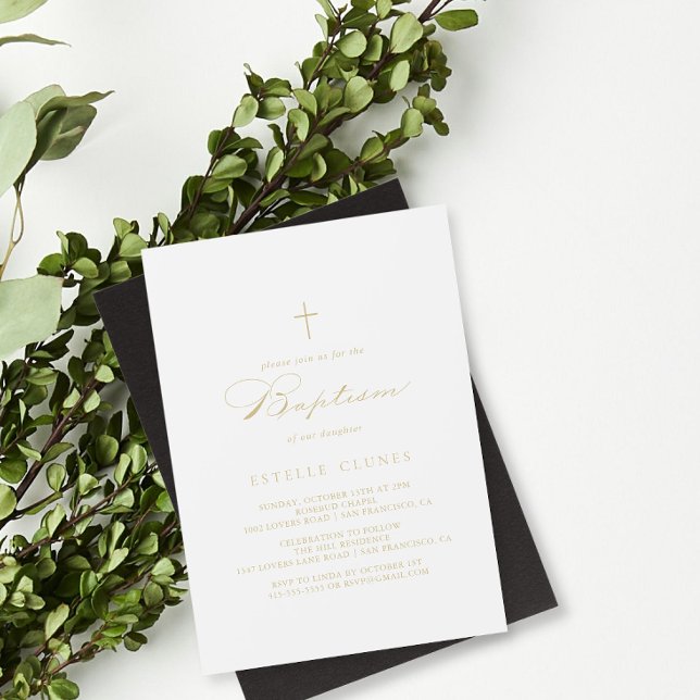 Baptisminbjudan till elegant Modern Calligraphy Gu Inbjudningar (Skapare uppladdad)