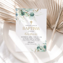 Baptisminbjudan till Eukalyptus Löv och Guld