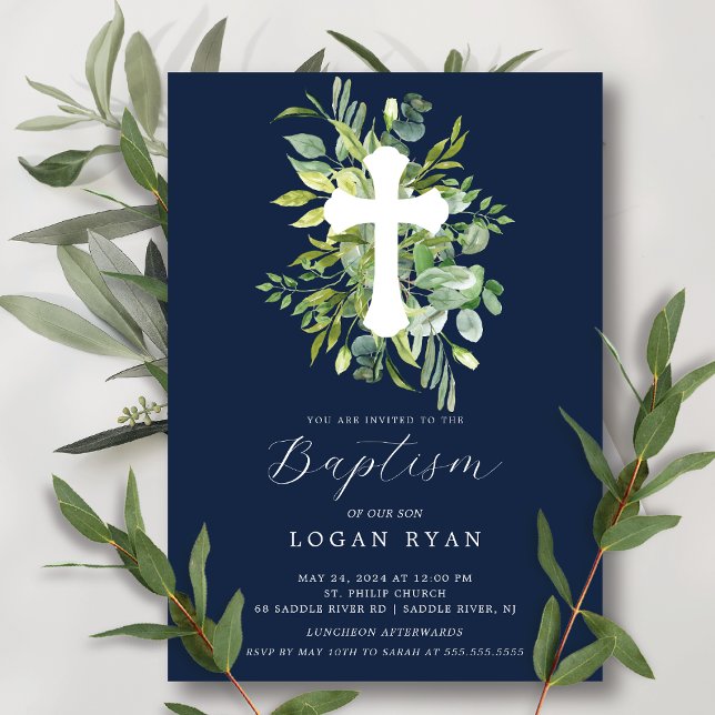 Baptisminbjudan till EUKalyptus Serenity Baptism Inbjudningar (Skapare uppladdad)
