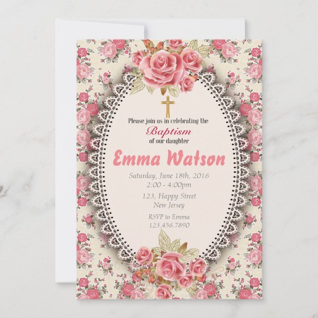 Baptisminbjudan till flicka inbjudningar (Framsida)