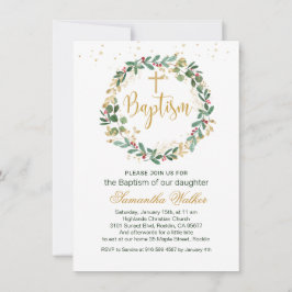 Baptisminbjudan till grönt Guld: Röda berry Kor Inbjudningar