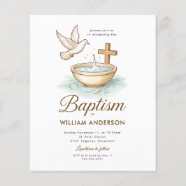 Baptisminbjudan till Kor för budgetblått Blommigt