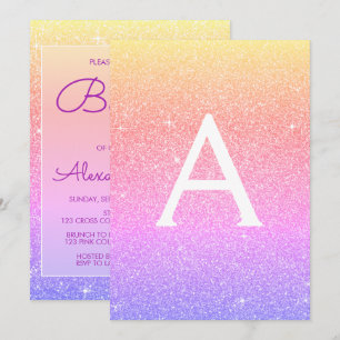 Baptisminbjudan till lila Rosa Gnistra Glitter Inbjudningar