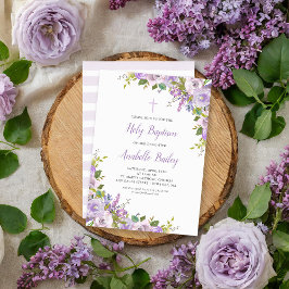 Baptisminbjudan till Lilac Blommigt Flicka Inbjudningar
