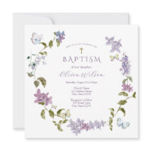 Baptisminbjudan till Lilac och Butterflies