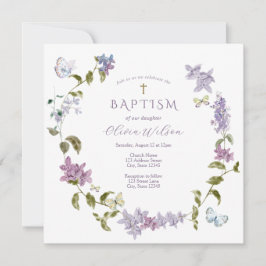 Baptisminbjudan till Lilac och Butterflies Inbjudningar