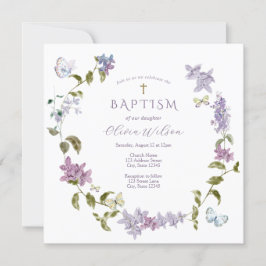 Baptisminbjudan till Lilac och Butterflies Inbjudningar